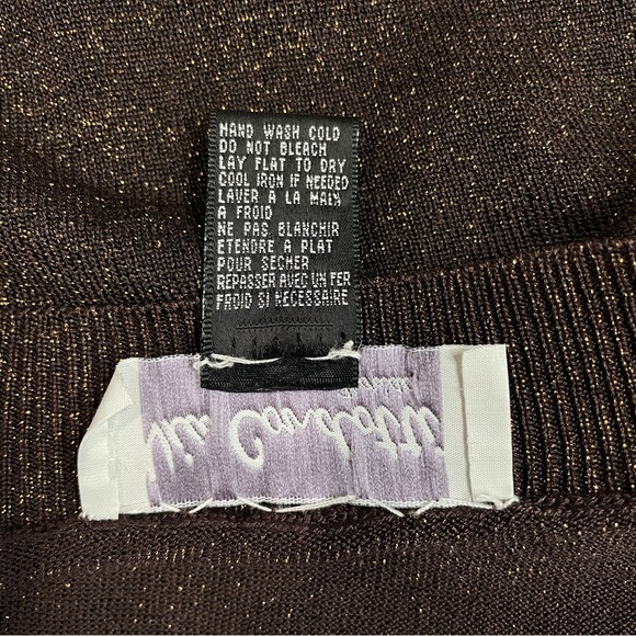 Via Condotti Crew Neck Cardigan Brown with Gold Metallic Flecks Size Medium - Picture 11 of 11